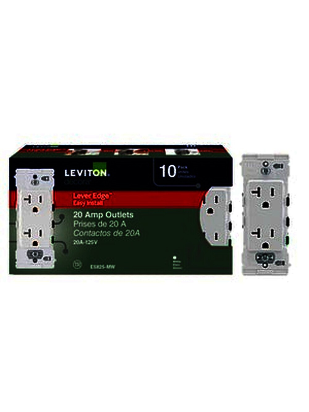 Leviton Lever-Edge 20A Tamper-Resistant Receptacle 10-Pack
